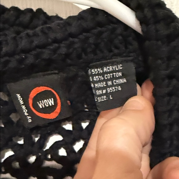 Elegant Black Open-Knit Women's Cardigan - Picture 2 of 3